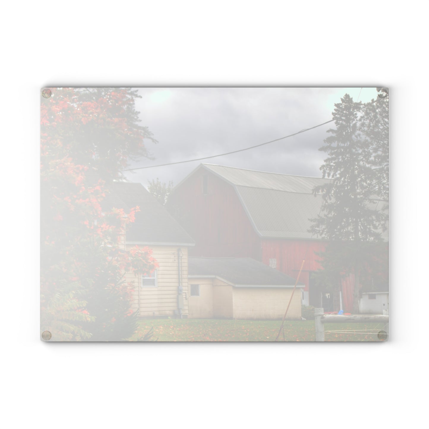 U R There Photography Farnsworth Road Red II Rustic Farmhouse Tempered-Glass Cutting Board