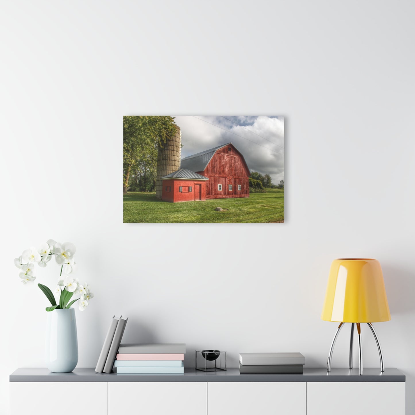 U R There Photography Hollow Corners Red and Silo Rustic Farmhouse Acrylic Wall Print
