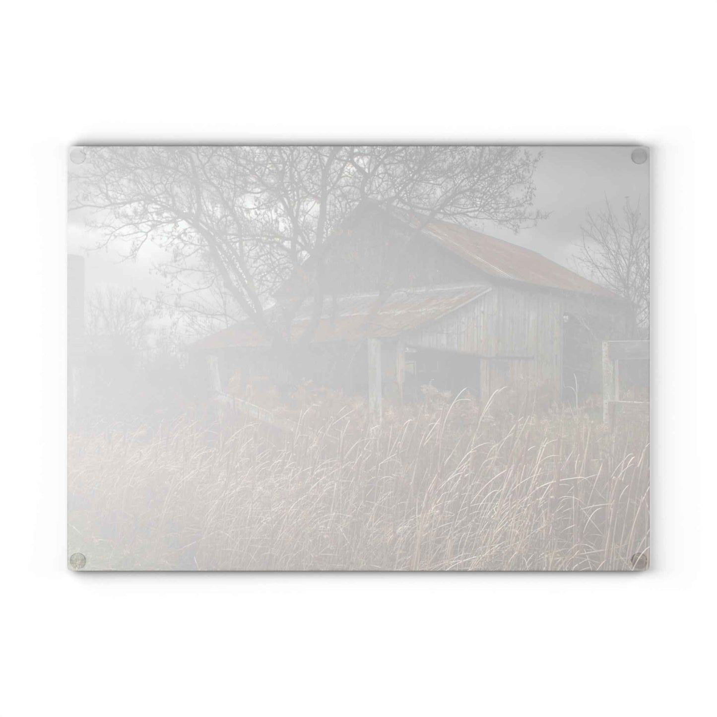 U R There Photography Grey Saltbox Rustic Farmhouse Tempered-Glass Cutting Board