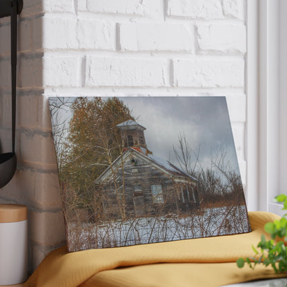 U R There Photography Vermilya Schoolhouse II Rustic Farmhouse Tempered-Glass Cutting Board