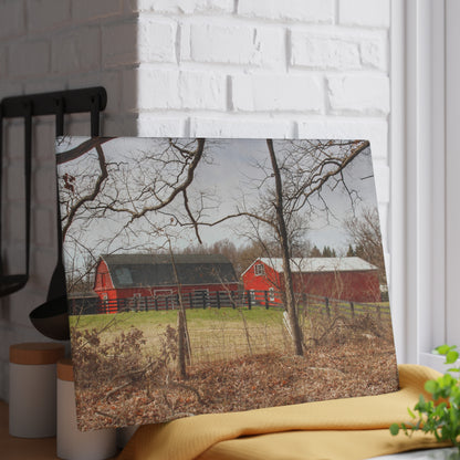 U R There Photography Hidden Hosner Reds Rustic Farmhouse Tempered-Glass Cutting Board