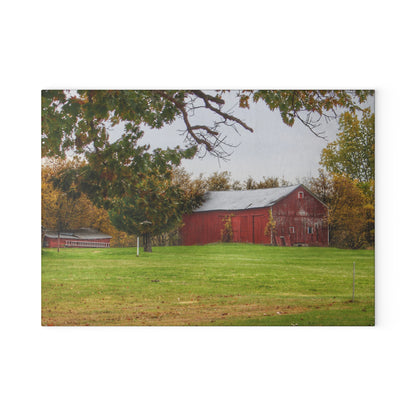 U R There Photography Hill Road Roadside Red Rustic Farmhouse Tempered-Glass Cutting Board