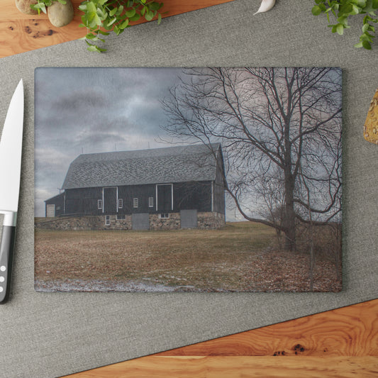 U R There Photography Attica Road Black Rustic Farmhouse Tempered-Glass Cutting Board