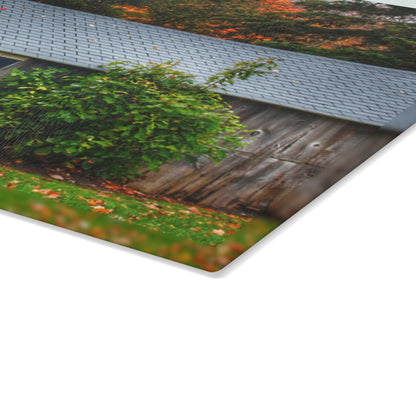 U R There Photography Grey Roadside Shack Rustic Farmhouse Tempered-Glass Cutting Board