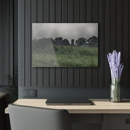 U R There Photography Hill Road Grey in the Fog Rustic Farmhouse Acrylic Wall Print