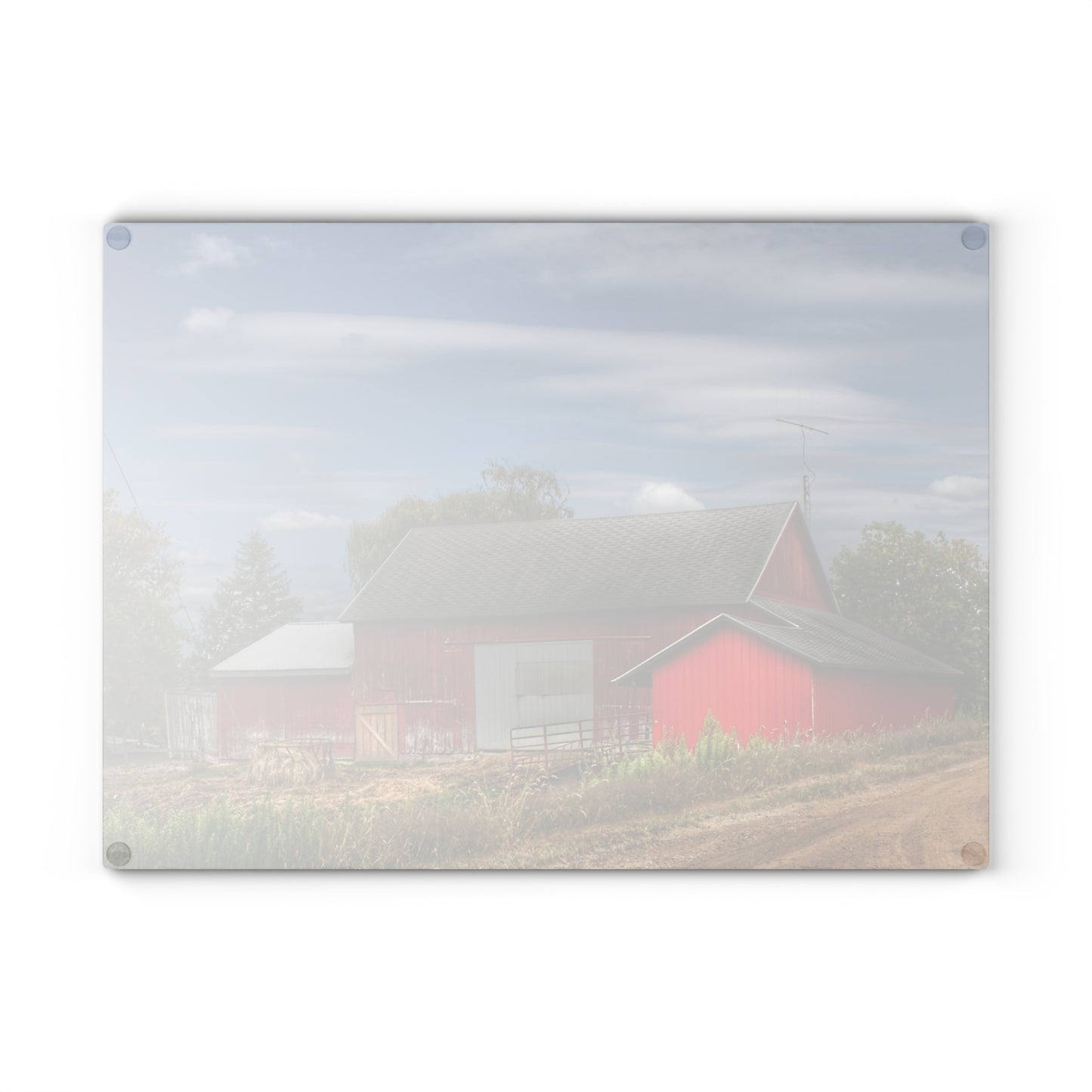 U R There Photography Wheeling Road Barn Rustic Farmhouse Tempered-Glass Cutting Board