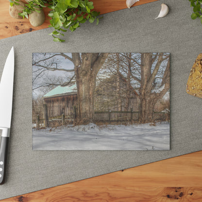 U R There Photography English Road Grey Rustic Farmhouse Tempered-Glass Cutting Board