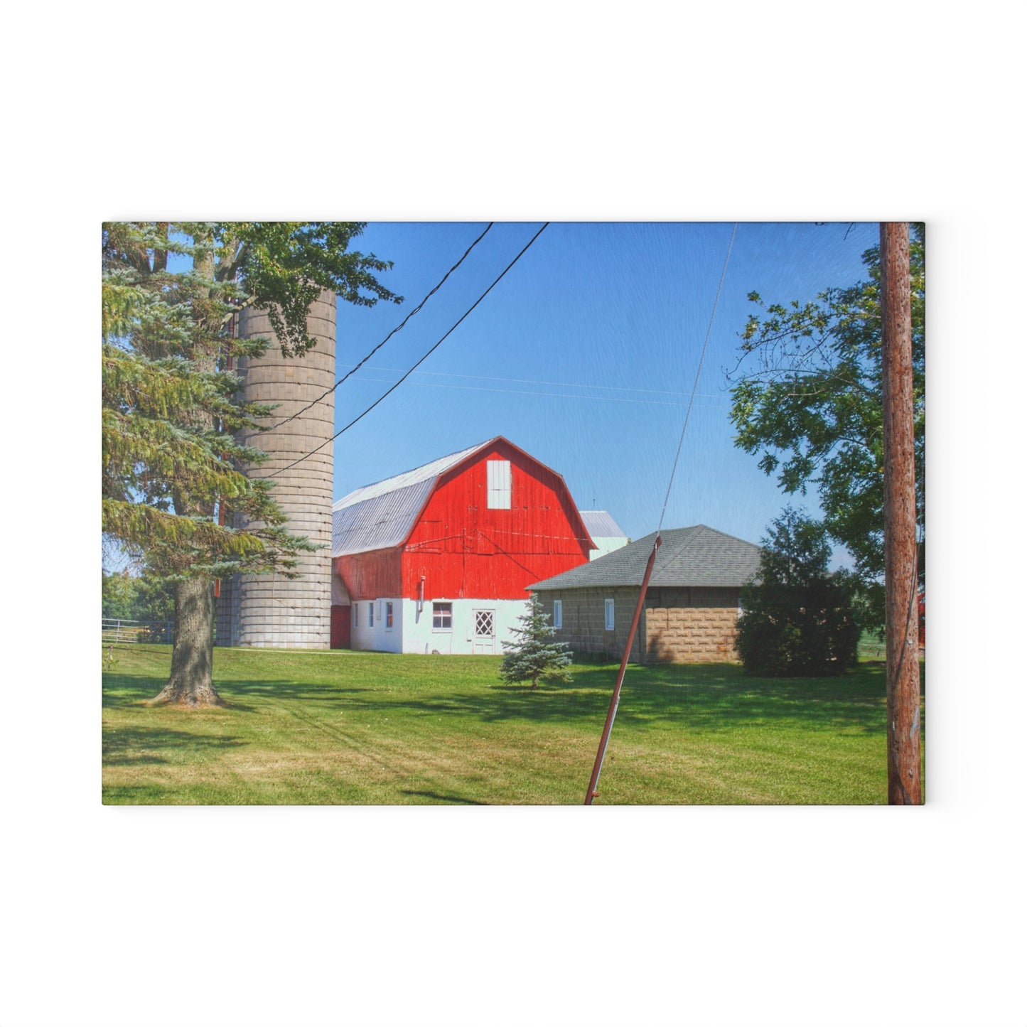 U R There Photography East Lake Road Red Rustic Farmhouse Tempered-Glass Cutting Board