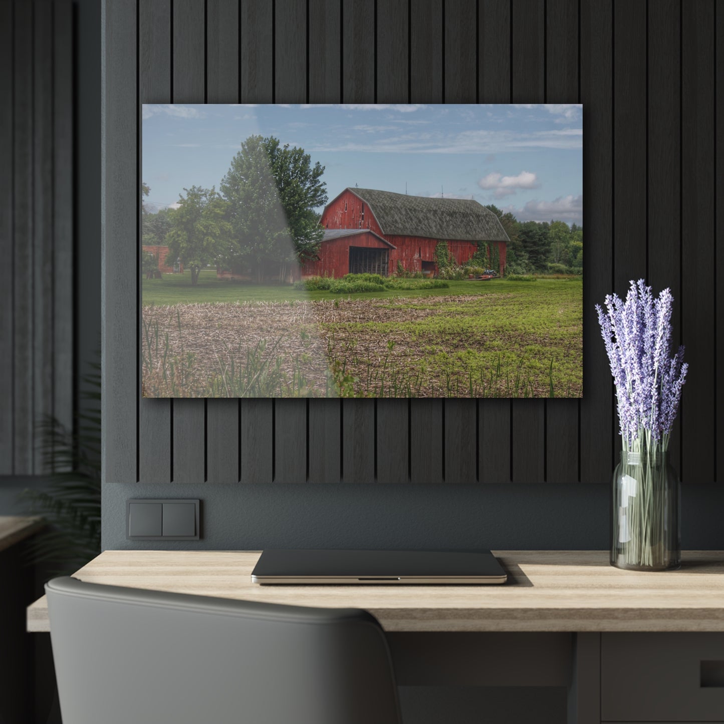U R There Photography Murphy Lake Road Reds Rustic Farmhouse Acrylic Wall Print