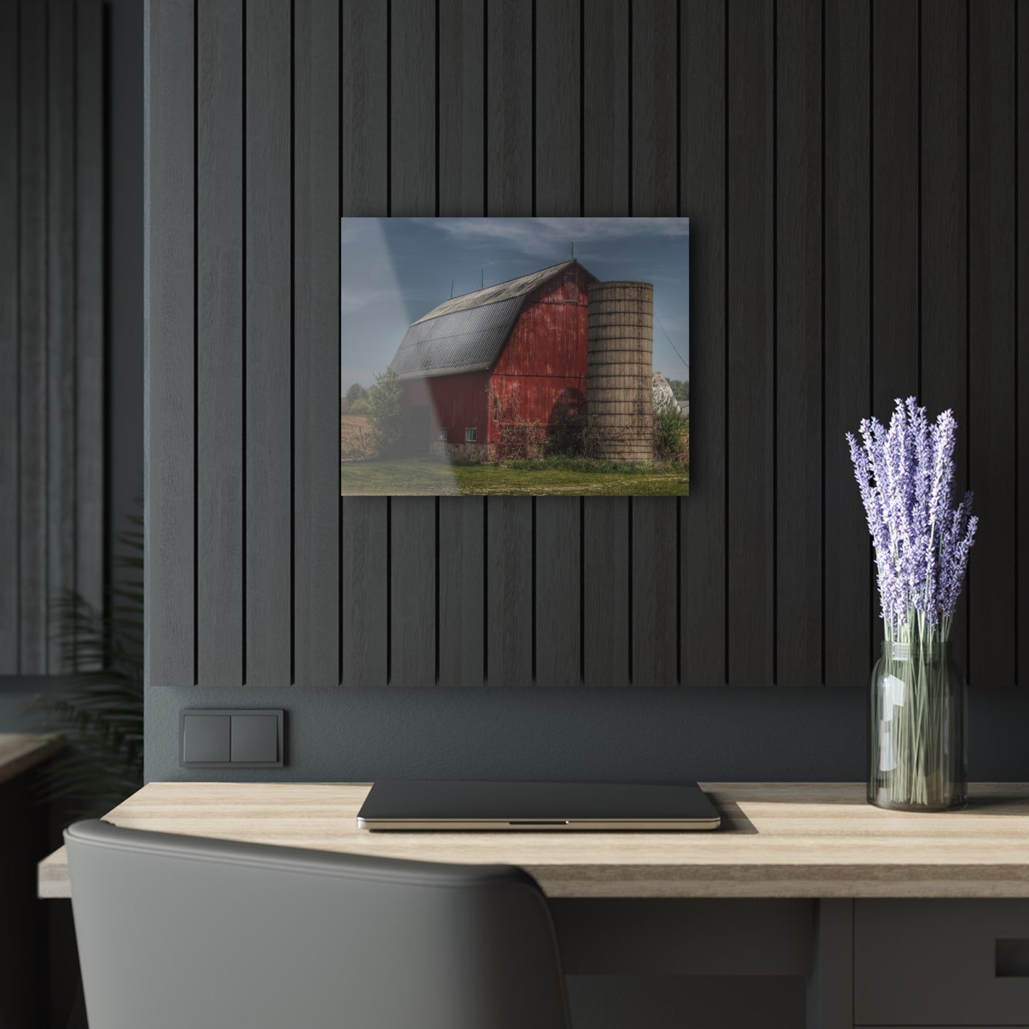 U R There Photography McDowell Road Red Rustic Farmhouse Acrylic Wall Print