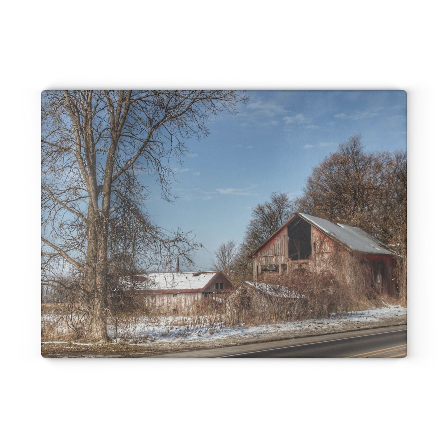U R There Photography Almont Van Dyke Red I Rustic Farmhouse Tempered-Glass Cutting Board