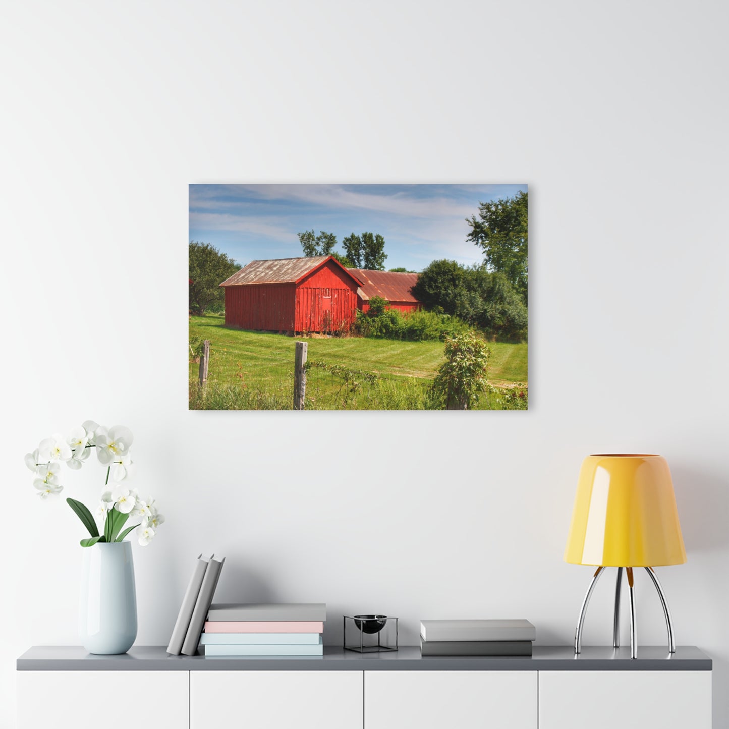 U R There Photography South Oak Road Reds II Rustic Farmhouse Acrylic Wall Print