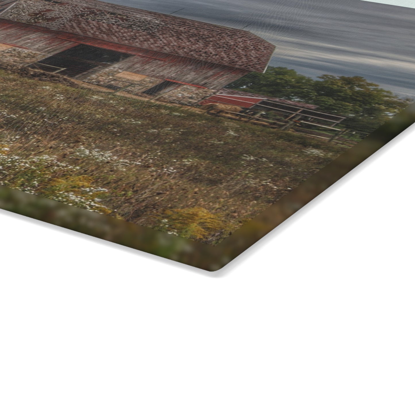 U R There Photography Old Marathon Red Rustic Farmhouse Tempered-Glass Cutting Board