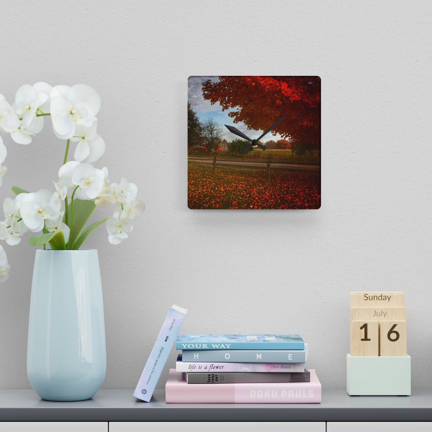 U R There Photography East Frances Road Hidden Grey II Rustic Farmhouse Acrylic Analog Wall Clock