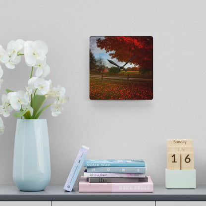 U R There Photography East Frances Road Hidden Grey II Rustic Farmhouse Acrylic Analog Wall Clock