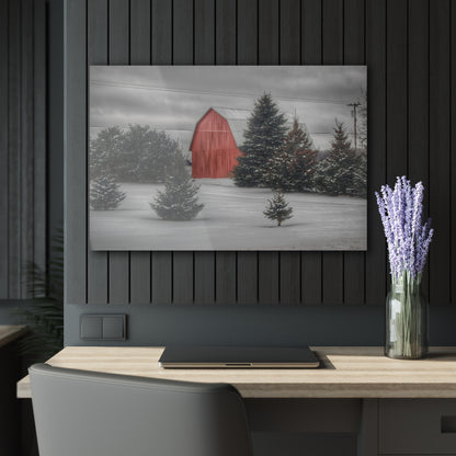 U R There Photography Vernor Road Winter Red Rustic Farmhouse Acrylic Wall Print
