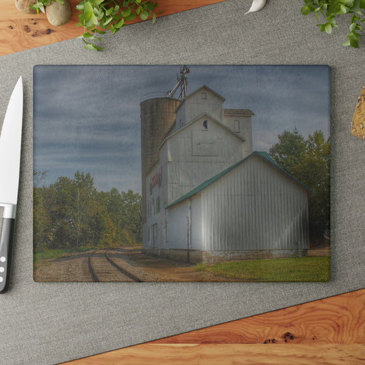 U R There Photography Attica Grey Rustic Farmhouse Tempered-Glass Cutting Board