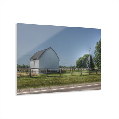 U R There Photography M-90 White and Windmill I Rustic Farmhouse Acrylic Wall Print