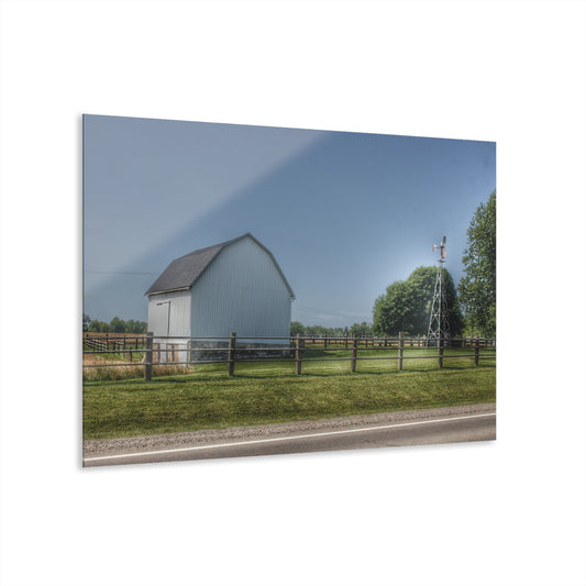 U R There Photography M-90 White and Windmill I Rustic Farmhouse Acrylic Wall Print