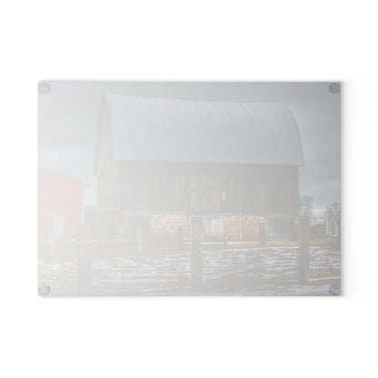 U R There Photography Schott Road Grey III Rustic Farmhouse Tempered-Glass Cutting Board