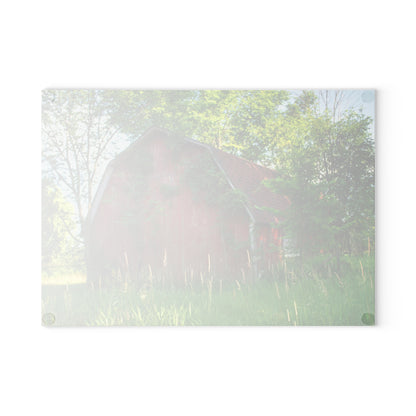 U R There Photography Murphy Lake Road Old Red Rustic Farmhouse Tempered-Glass Cutting Board