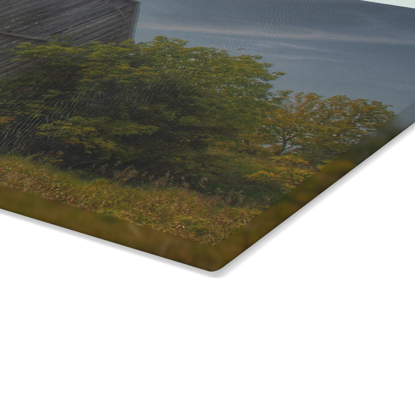 U R There Photography Cat Lake Grey I Rustic Farmhouse Tempered-Glass Cutting Board