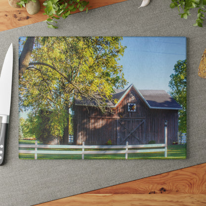 U R There Photography Hunters Creek Quilted I Rustic Farmhouse Tempered-Glass Cutting Board