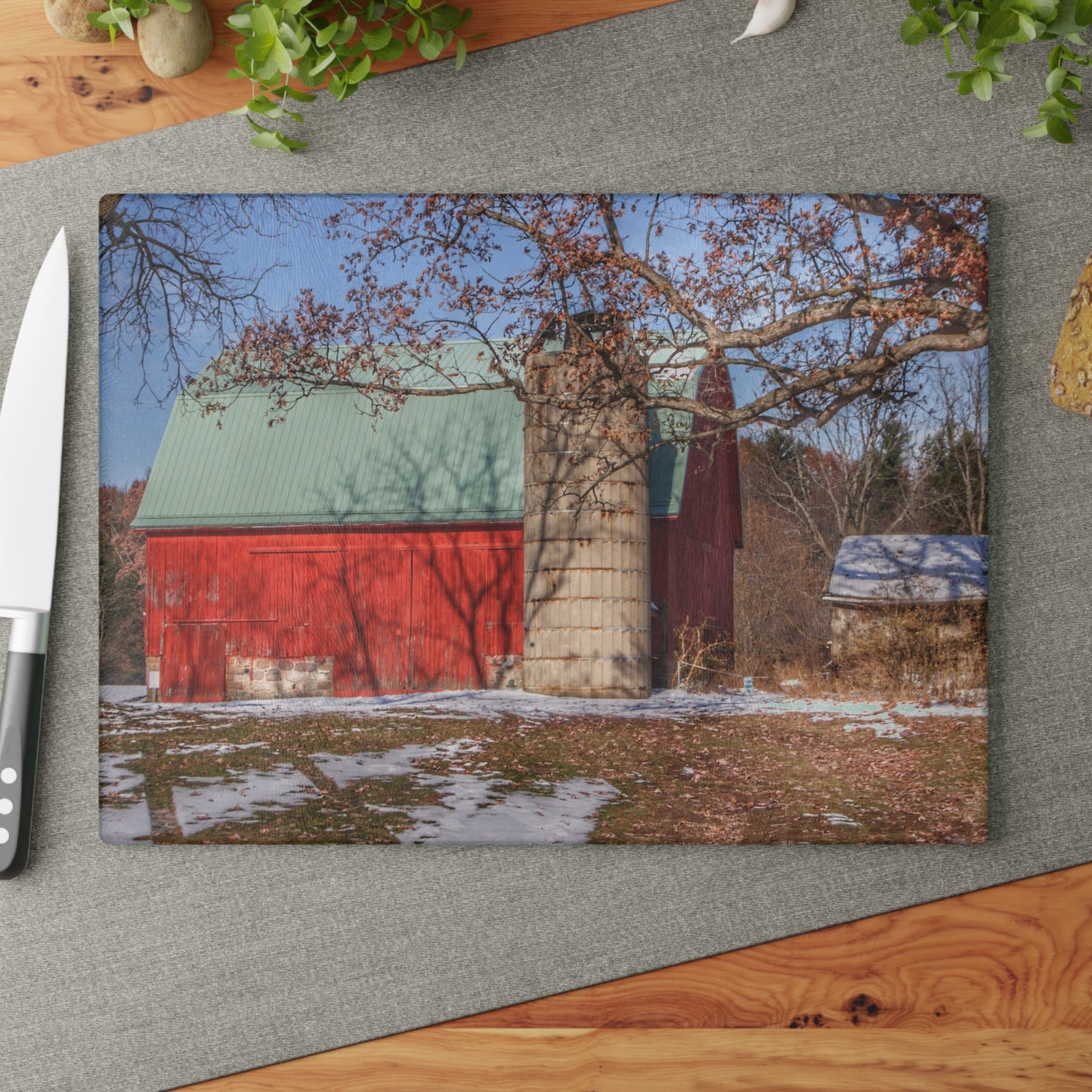 U R There Photography Webster Road Red II Rustic Farmhouse Tempered-Glass Cutting Board