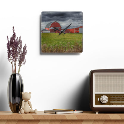 U R There Photography Castle Road Reds Rustic Farmhouse Acrylic Analog Wall Clock