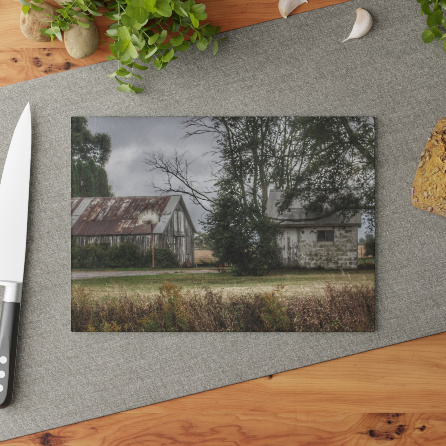 U R There Photography Richville Road Shacks Rustic Farmhouse Tempered-Glass Cutting Board