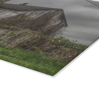 U R There Photography Metamora M-24 Grey I Rustic Farmhouse Tempered-Glass Cutting Board