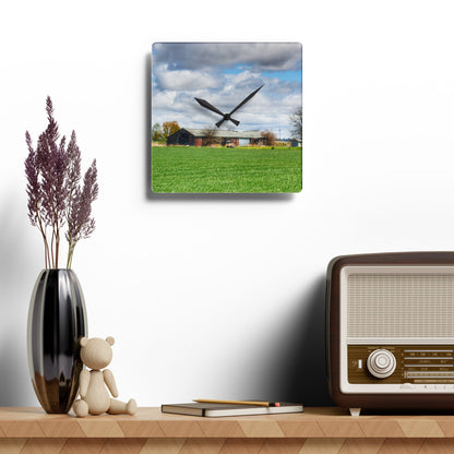 U R There Photography Rescue Road Rusted Shack Rustic Farmhouse Acrylic Analog Wall Clock