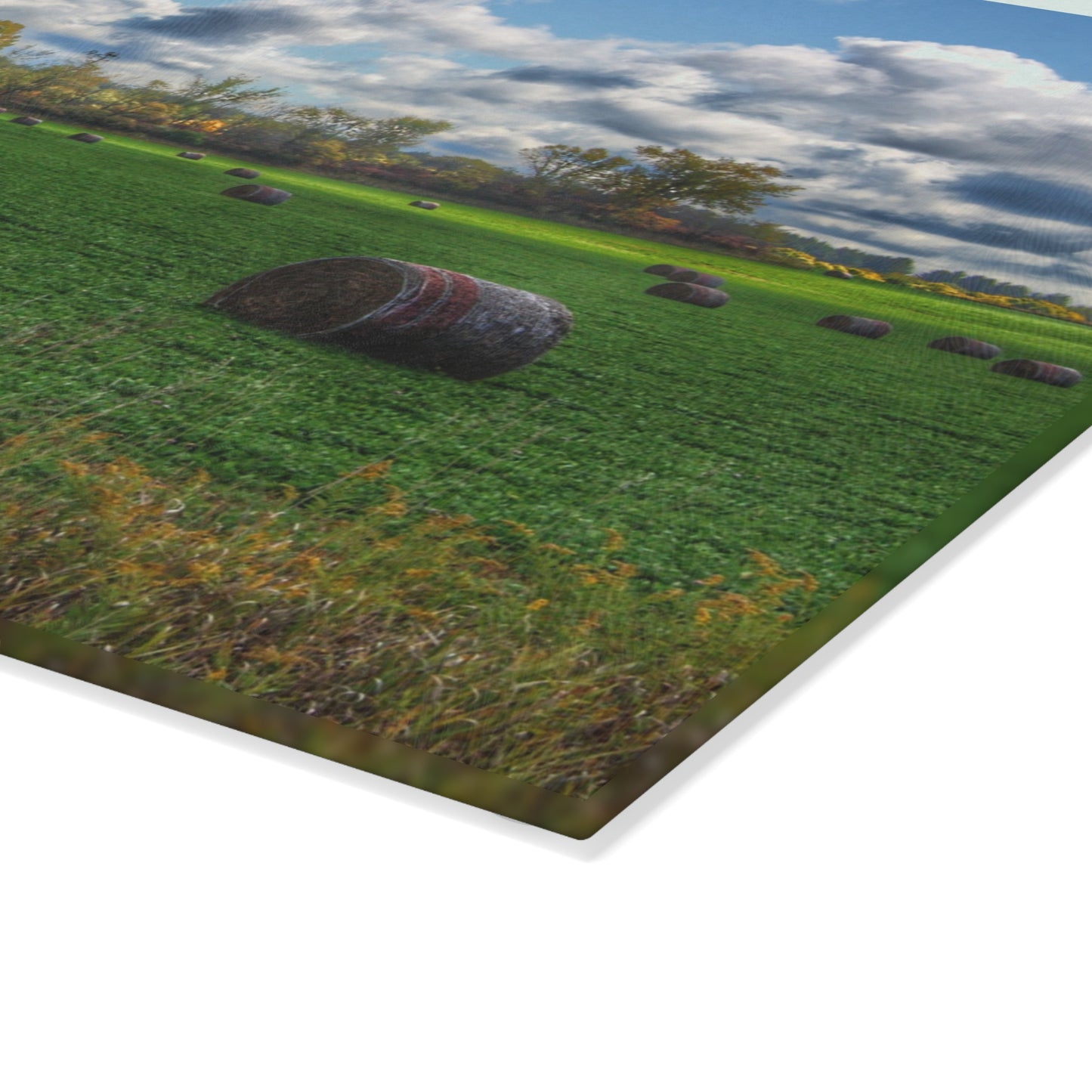 U R There Photography Haybale Heaven 2020 Rustic Farmhouse Tempered-Glass Cutting Board