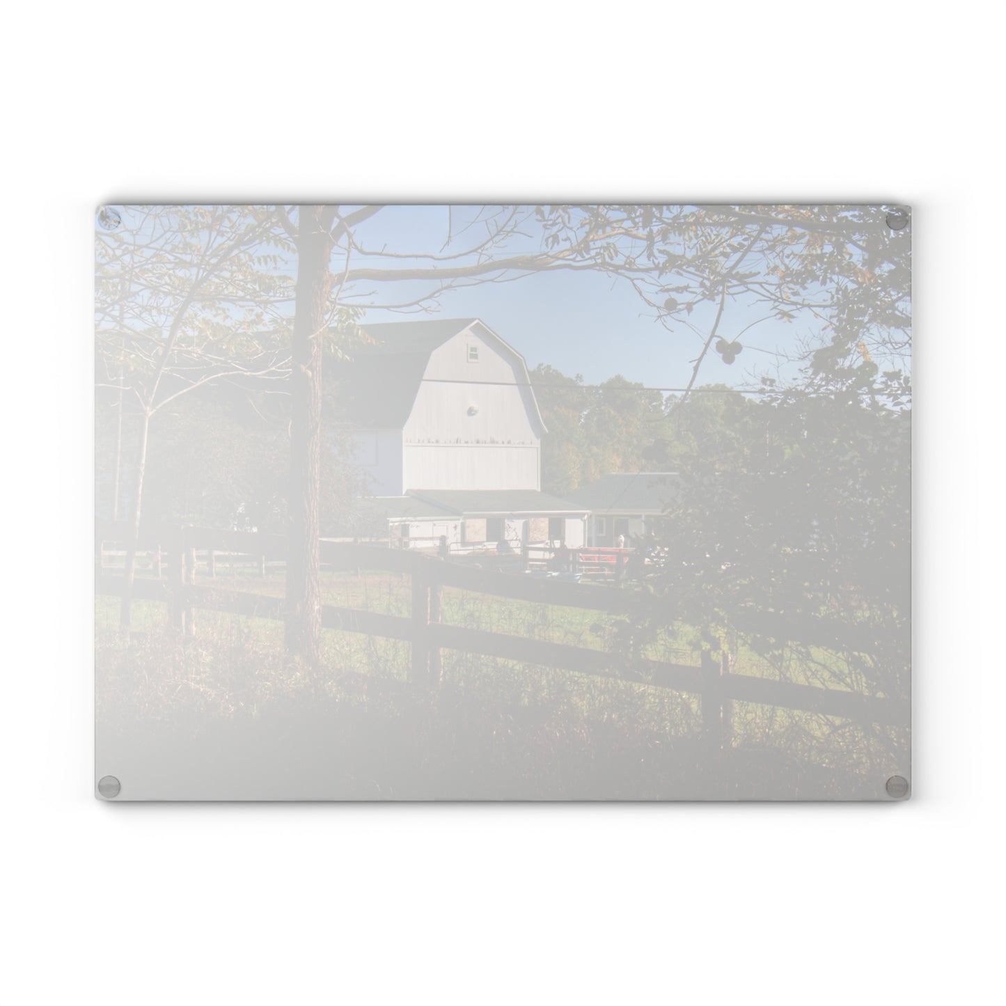 U R There Photography Oakwood Road White I Rustic Farmhouse Tempered-Glass Cutting Board