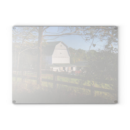 U R There Photography Oakwood Road White I Rustic Farmhouse Tempered-Glass Cutting Board