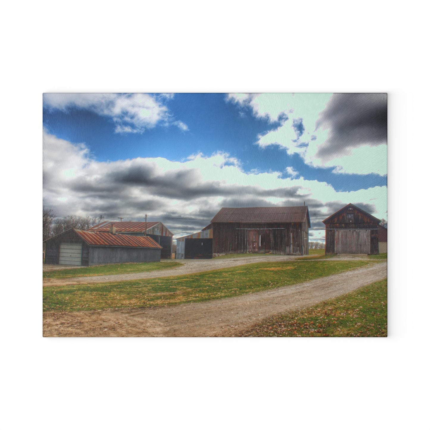 U R There Photography Buckhorn Lake Road Centennial Farm Rustic Farmhouse Tempered-Glass Cutting Board