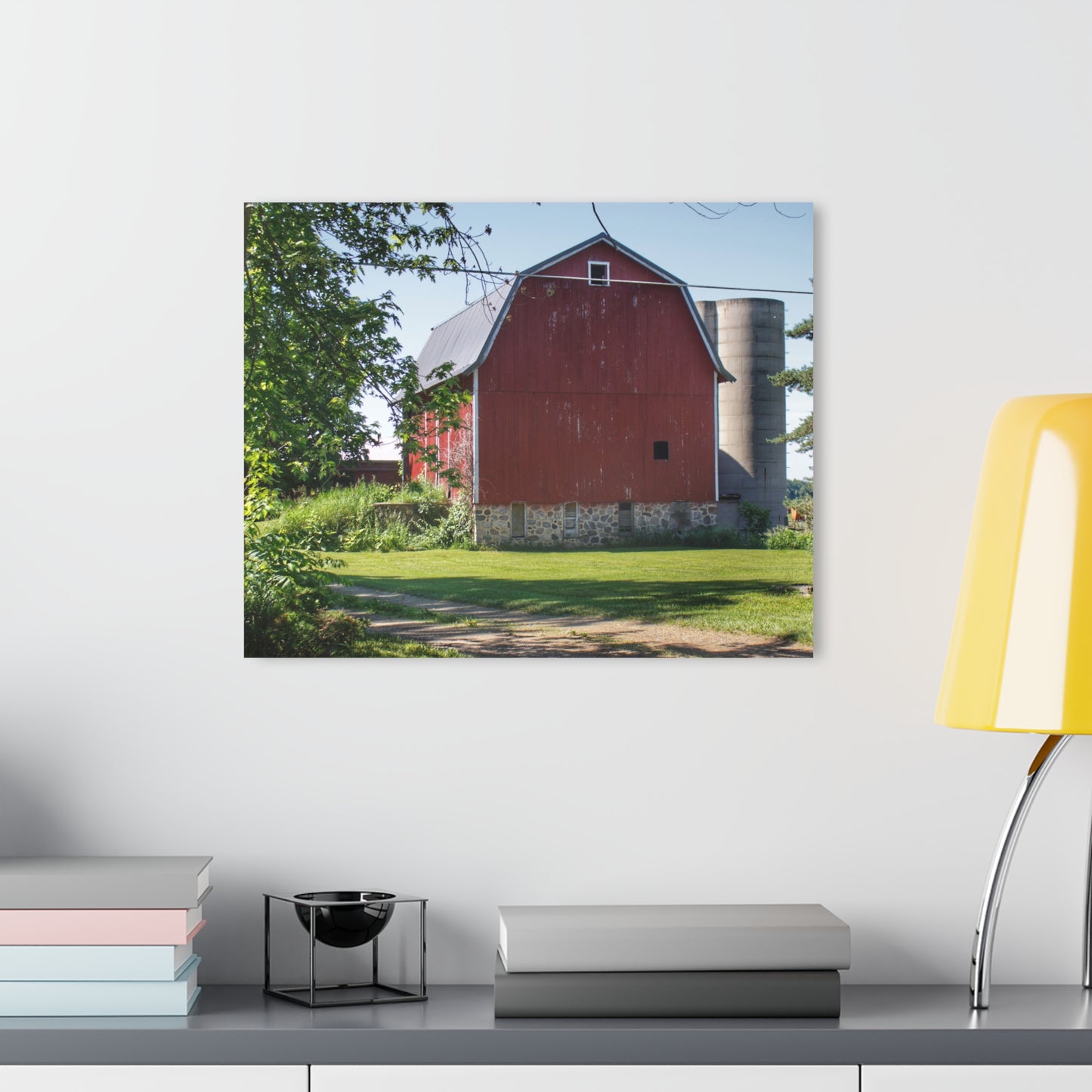 U R There Photography Mayville Road Red Rustic Farmhouse Acrylic Wall Print