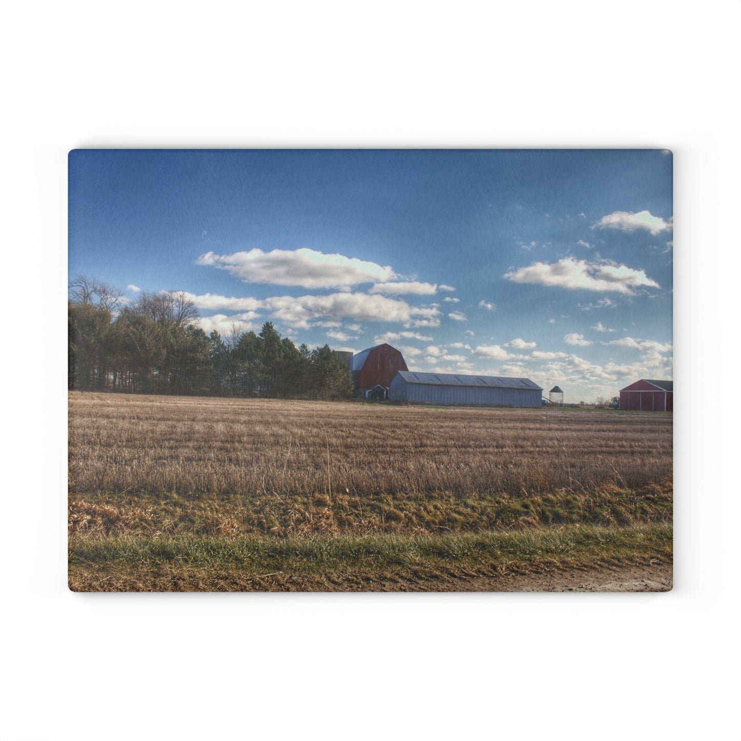 U R There Photography Isles Road Red Rustic Farmhouse Tempered-Glass Cutting Board