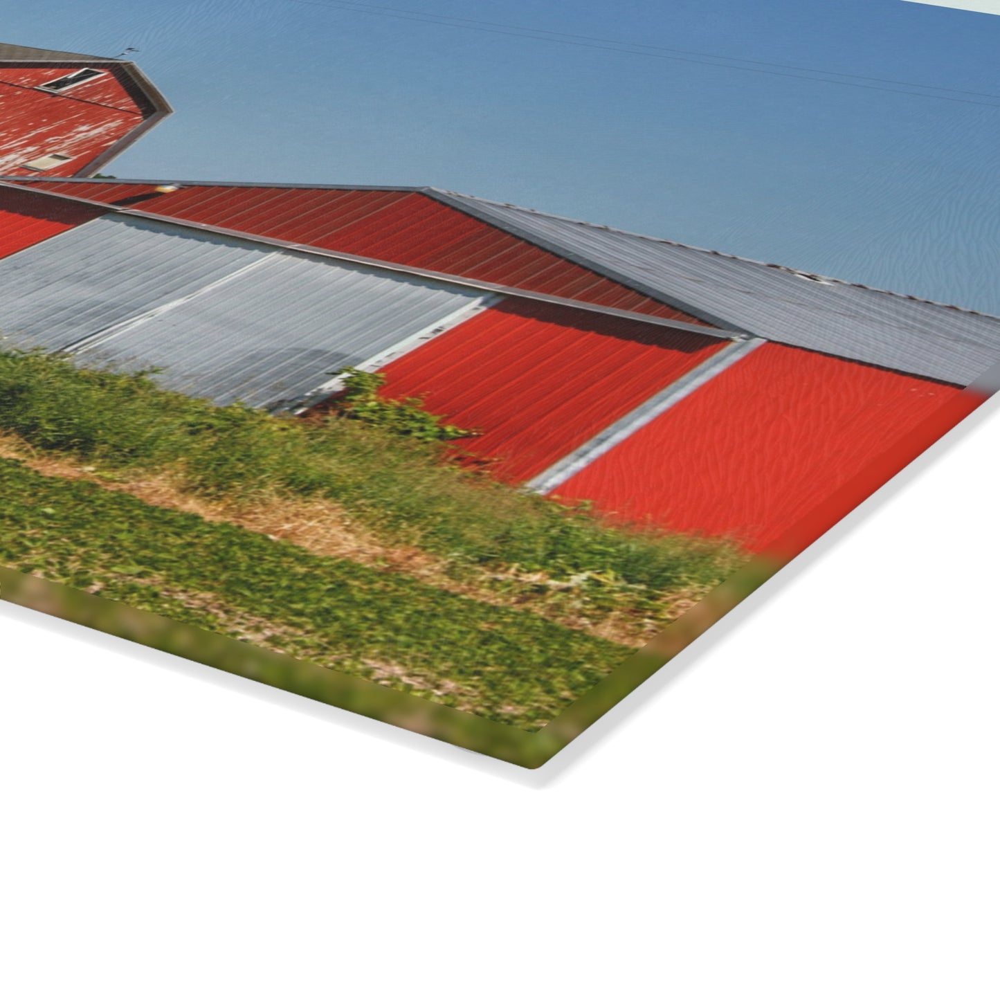 U R There Photography Greenwood Road Red I Rustic Farmhouse Tempered-Glass Cutting Board