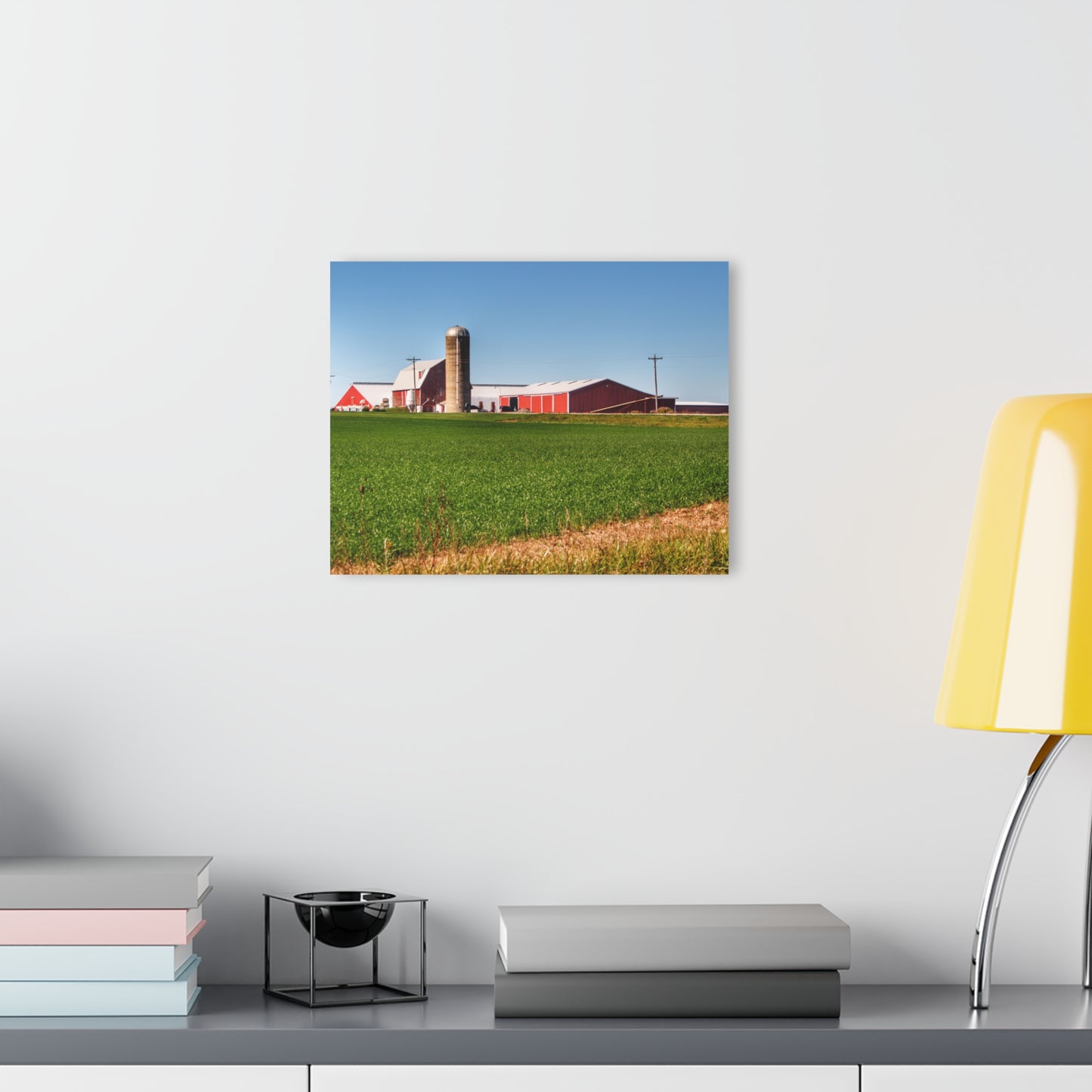 U R There Photography Pattison Road Farm Across the Field I Rustic Farmhouse Acrylic Wall Print