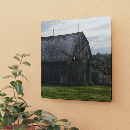 U R There Photography Rich Road Grey Rustic Farmhouse Acrylic Analog Wall Clock