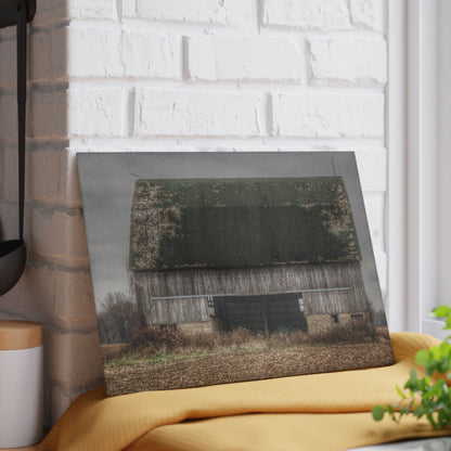 U R There Photography Stone Road Old Grey II Rustic Farmhouse Tempered-Glass Cutting Board