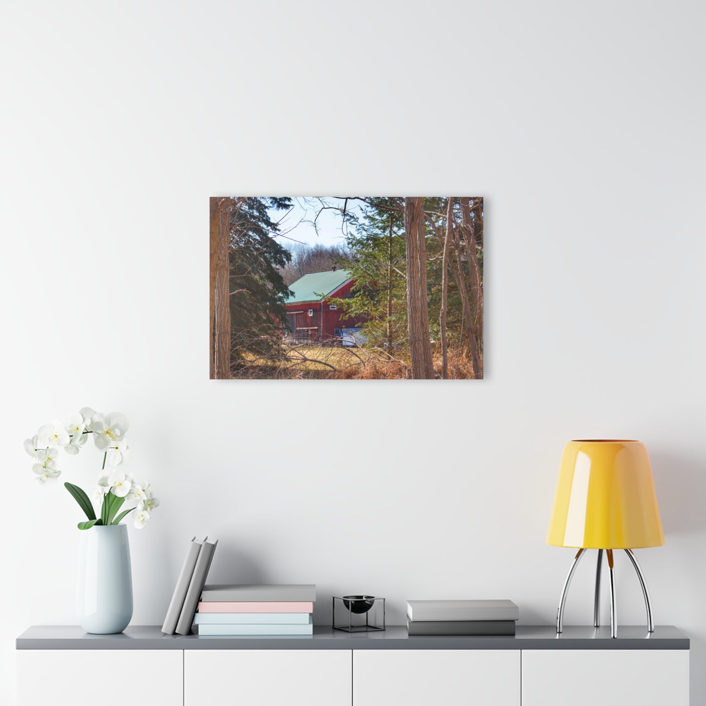 U R There Photography Bordman Road Hidden Red Rustic Farmhouse Acrylic Wall Print