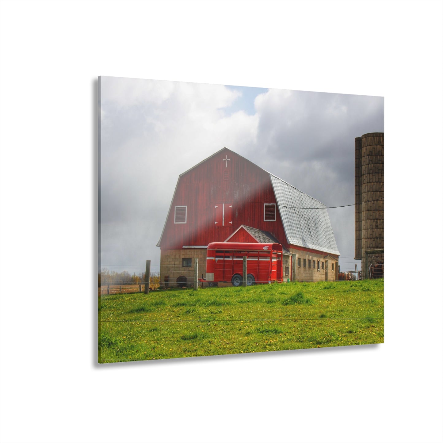 U R There Photography Clothier Road Red and Silo Rustic Farmhouse Acrylic Wall Print