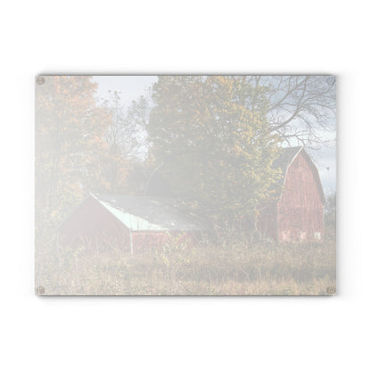 U R There Photography Bowers Road Red I Rustic Farmhouse Tempered-Glass Cutting Board