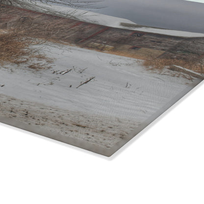 U R There Photography Midwinter Red Rustic Farmhouse Tempered-Glass Cutting Board