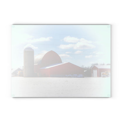 U R There Photography Barnes Road Reds Rustic Farmhouse Tempered-Glass Cutting Board