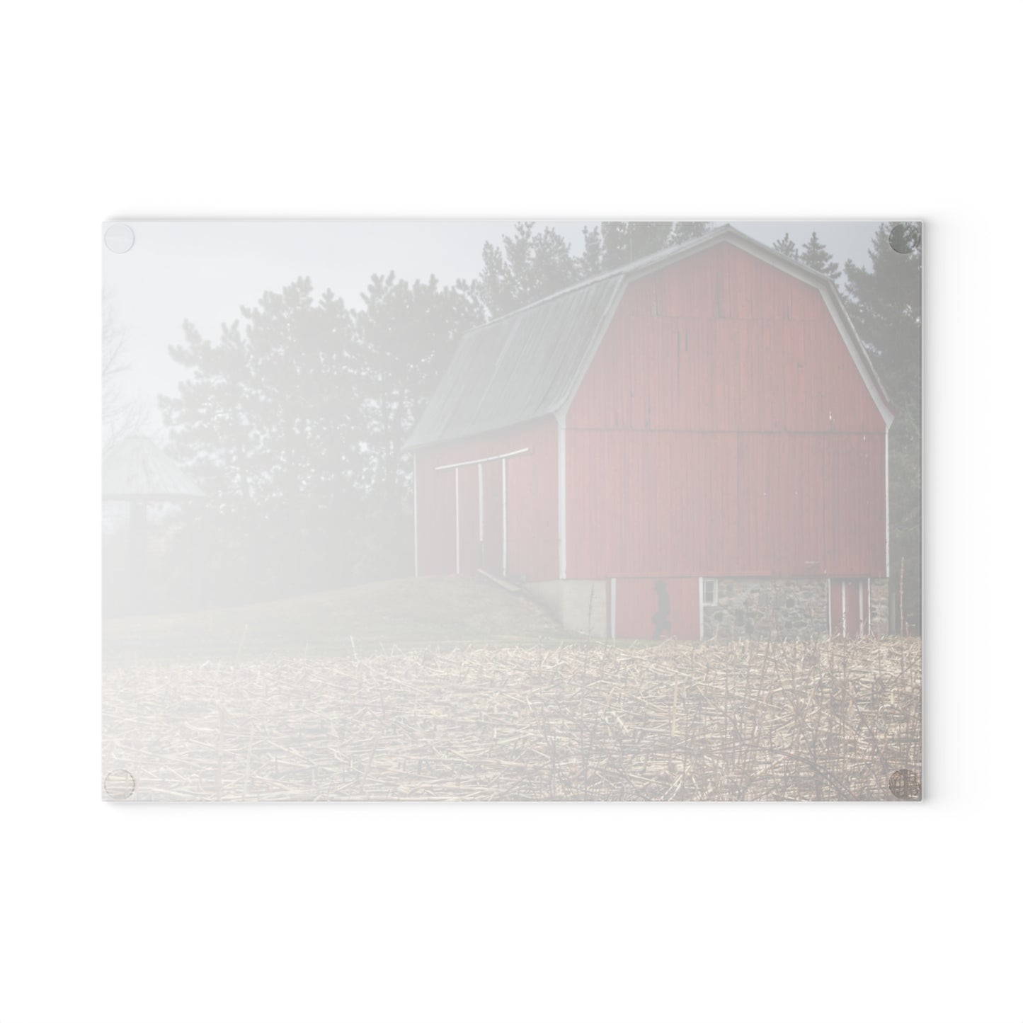 U R There Photography Fostoria Road Standing Man Red Rustic Farmhouse Tempered-Glass Cutting Board
