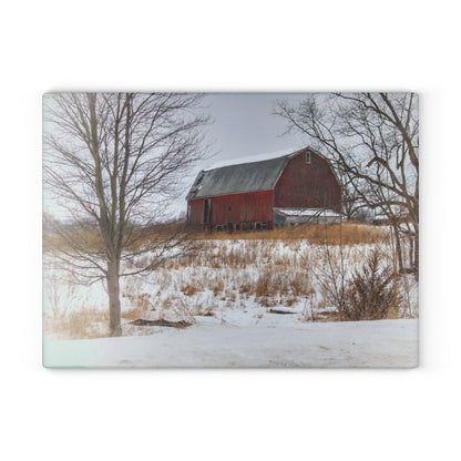 U R There Photography Hadley Red II Rustic Farmhouse Tempered-Glass Cutting Board