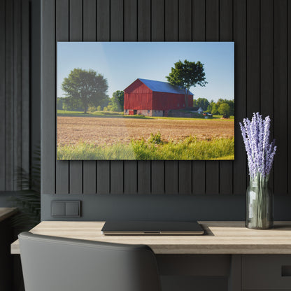 U R There Photography Morris Road Red Rustic Farmhouse Acrylic Wall Print